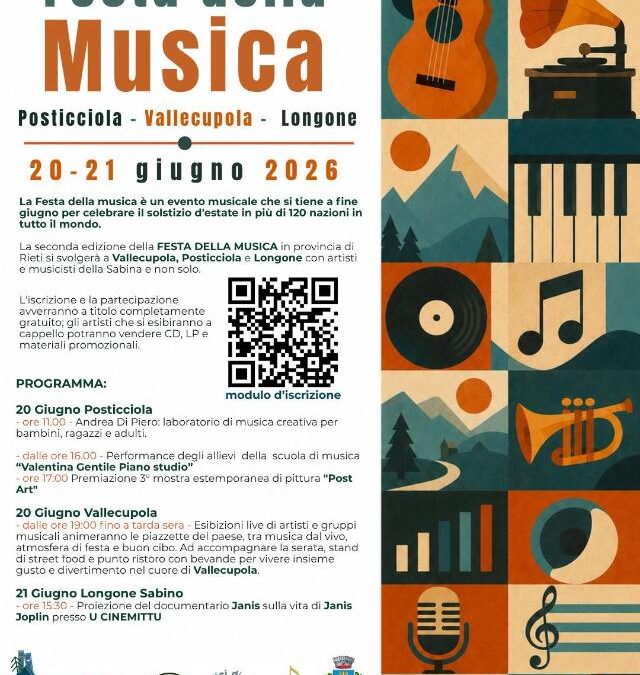 Festa della Musica – 20 e 21 giugno 2026 a Posticciola